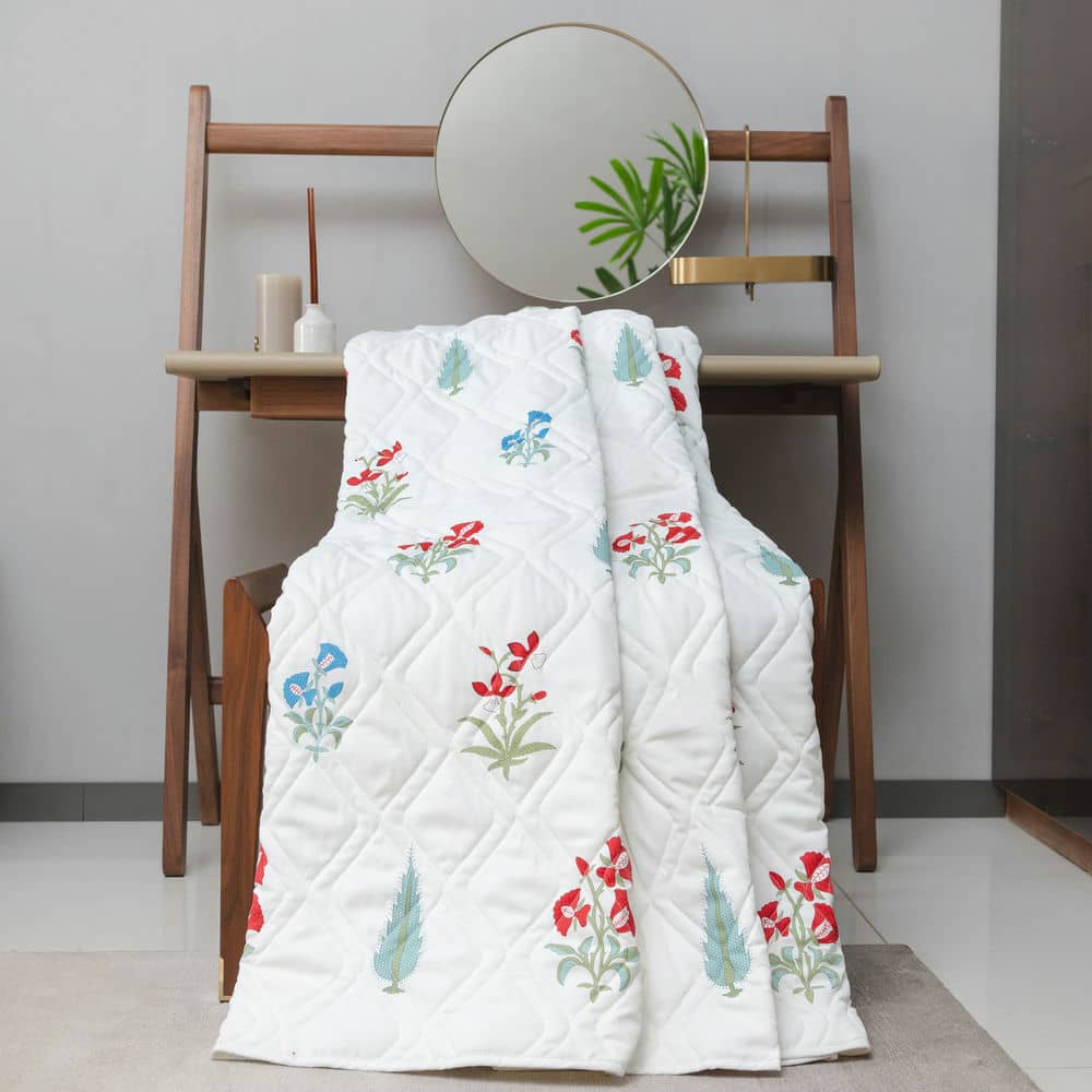 Red Cotton Double Bedsheet and AC Blanket Combo pack