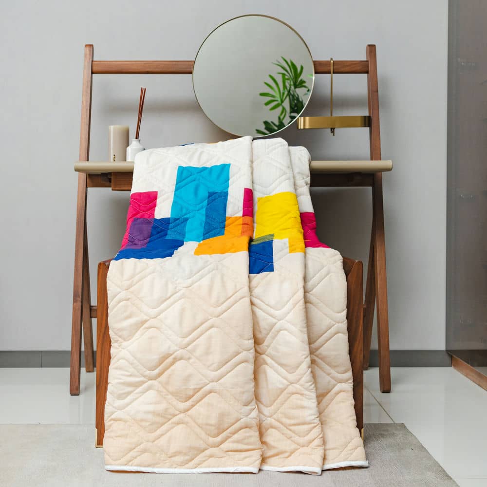 Beige Cotton Double Bedsheet and AC Blanket Combo pack