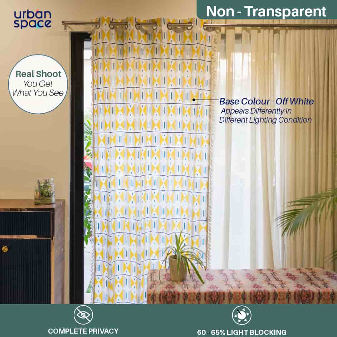 yellow cotton curtains for living room