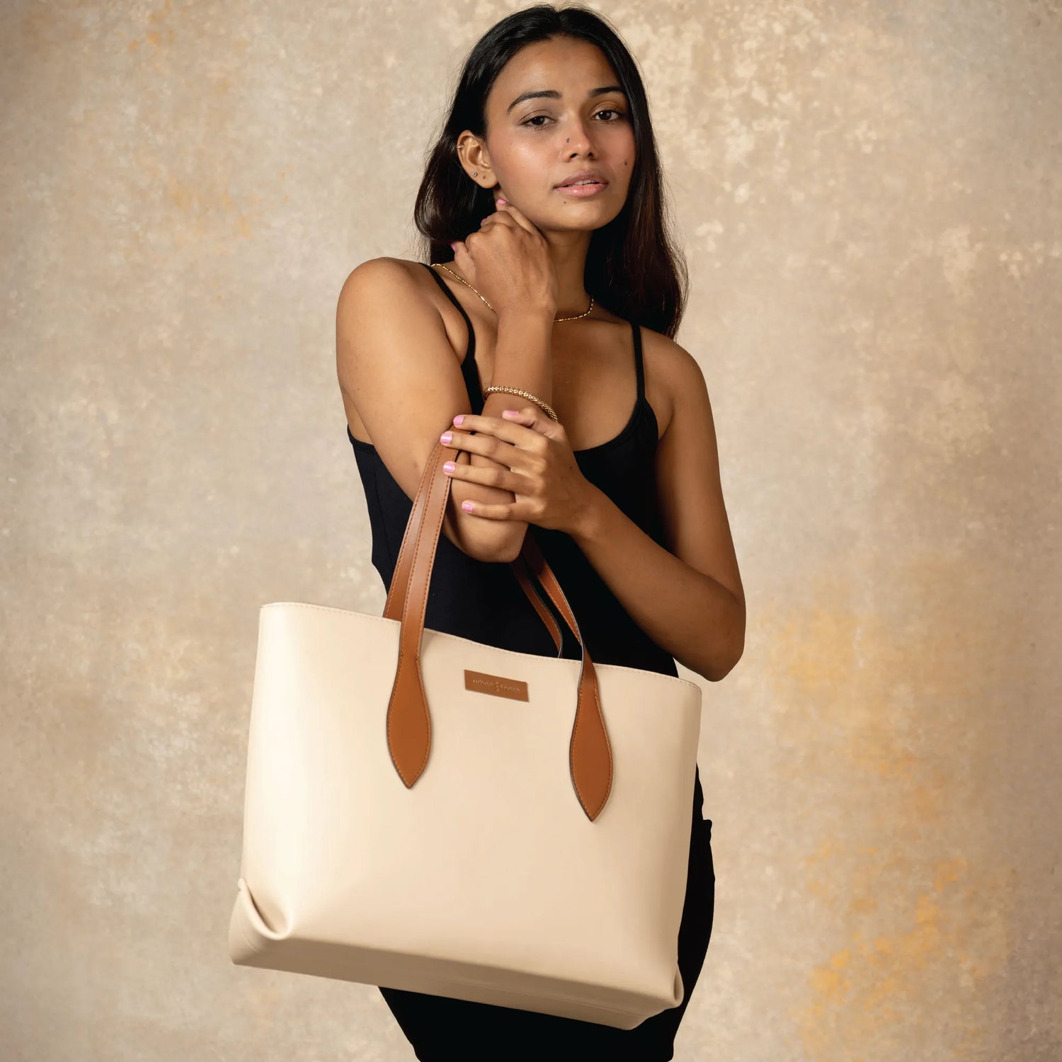 Vegan Tote Bag for Office, Premium & Functional With Laptop Space, Kaya Tote Cream