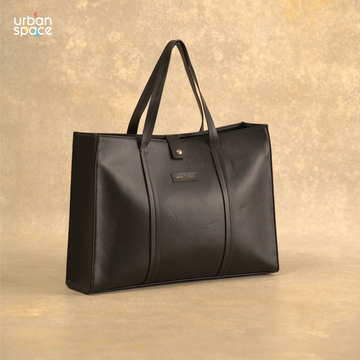 Vegan Tote Bag for Office, Premium & Functional With Laptop Space, Luna Tote Black