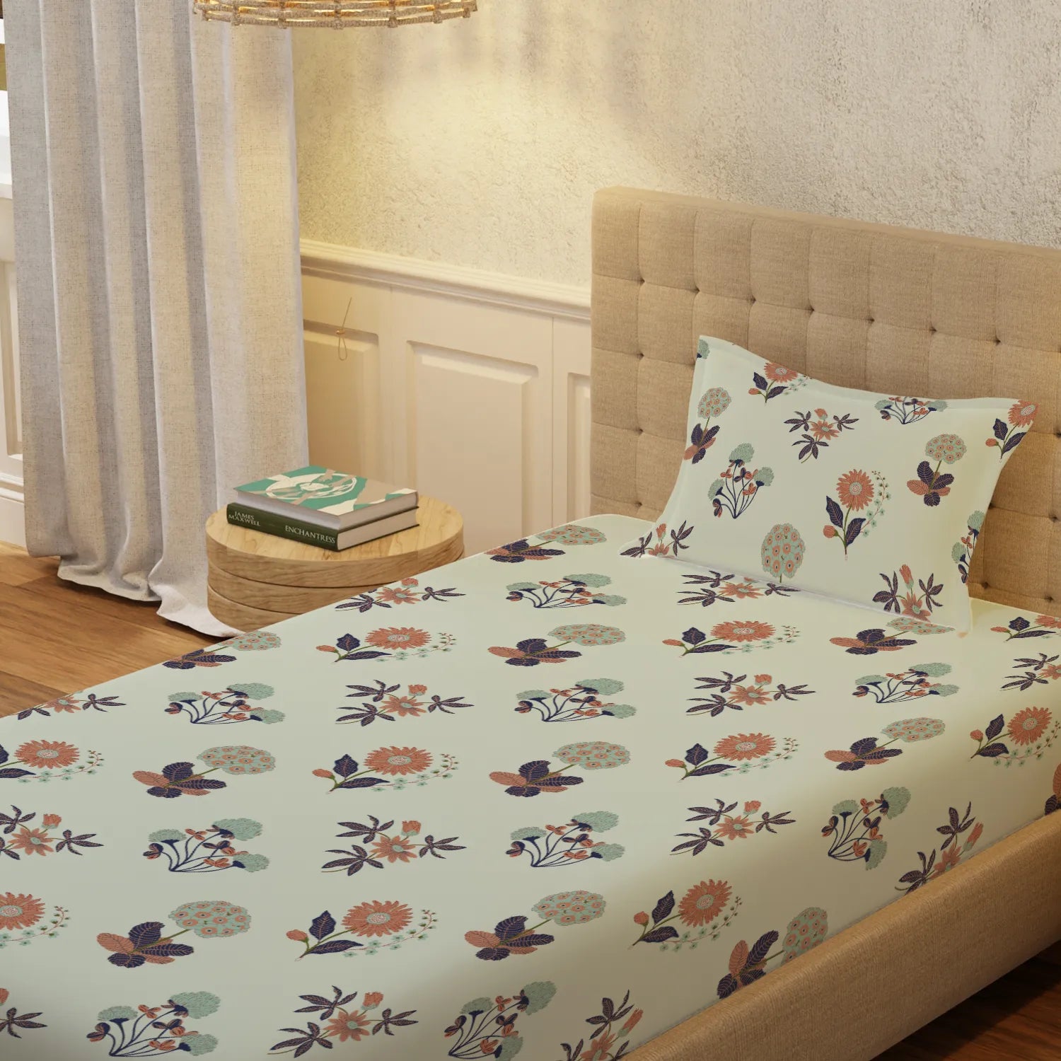 Serene 200 TC 100% Cotton Single Bedsheet with Pillow Covers - Radiance Grey