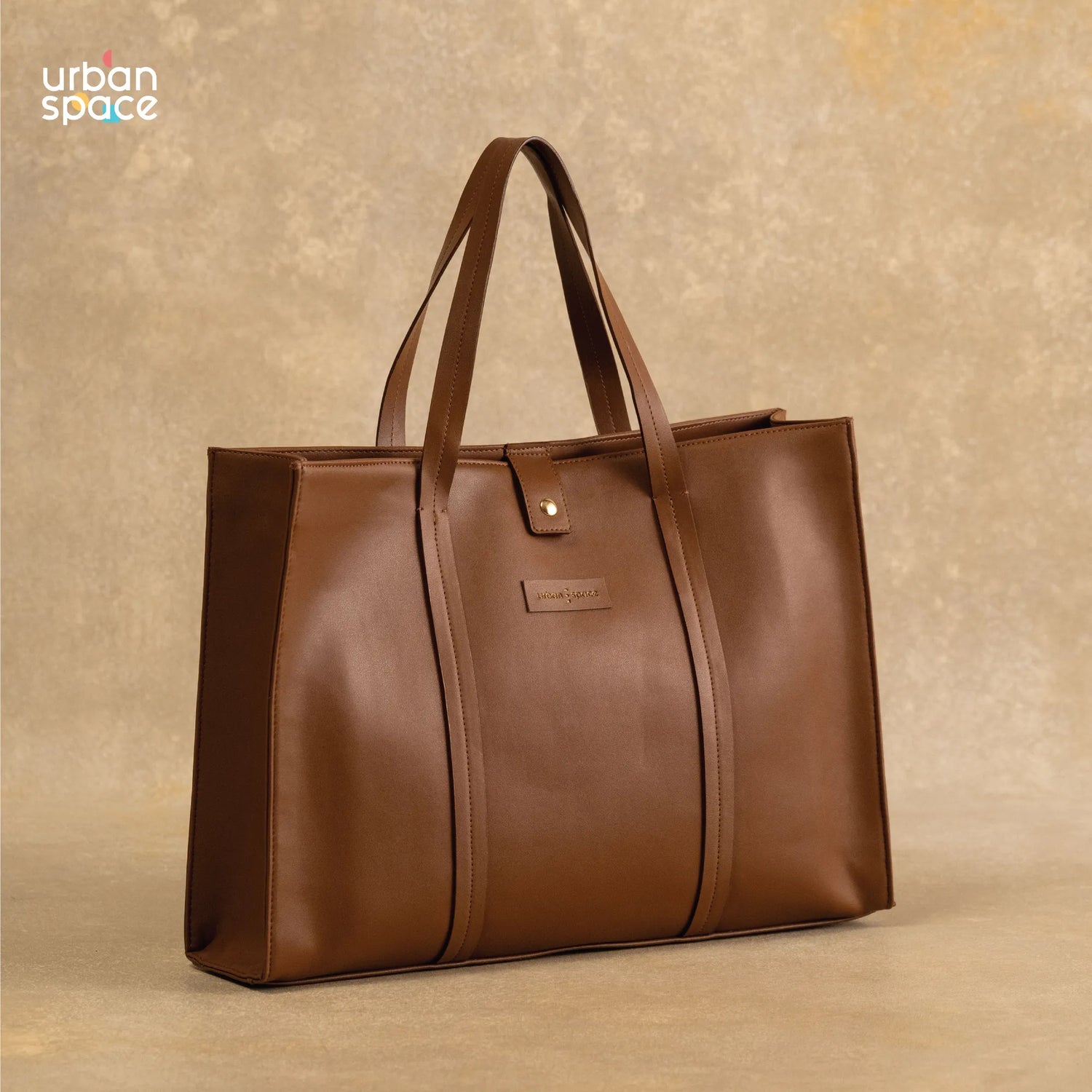 Vegan Tote Bag for Office, Premium & Functional With Laptop Space, Luna Tote Dark Tan