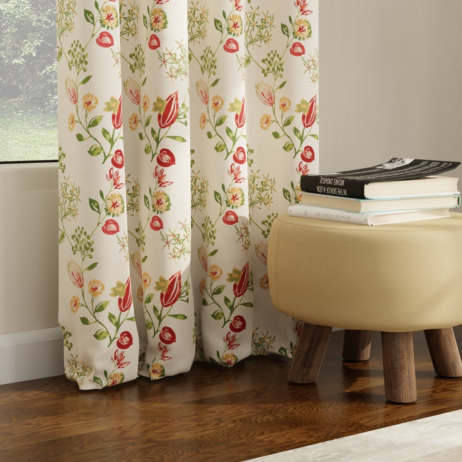 Blackout Curtains, Digital Printed Curtains, Pack of 2 Curtains - Gulmohar