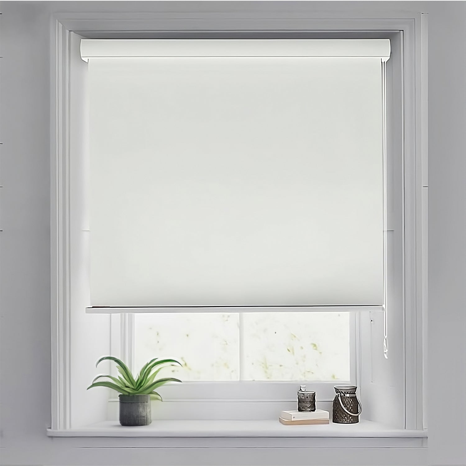 Blackout Roller Blinds - Waterproof, 90% Room Darkening, Corded Roll-Up Curtains for Home & Office - Off-White