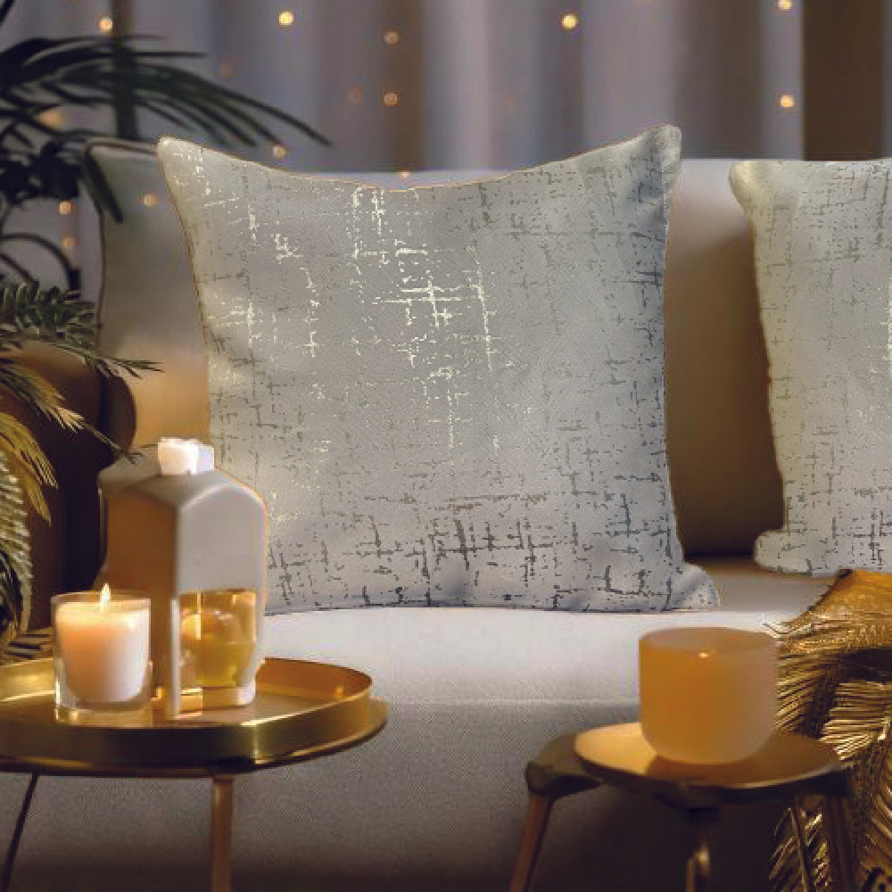 Decorative Gold Foil Cushion Cover, for Sofa, Bedroom, Living Room - Set of 2 - Sparkle Beige