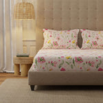 Serene 200 TC 100% Cotton Bedsheet with Pillow Covers - Meadows Rose Pink