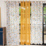 Sheer Curtains Combo, Set of 3 curtains, 35-40% Room Darkening Decorative Curtains - Floral Yellow & Yellow
