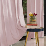 100% Cotton Waffle weave Curtains, 60-65% Room Darkening Curtain - Pack of 2 - Blush Pink