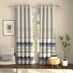 Blackout Curtains, Digital Printed Curtains, Pack of 2 Curtains - Coastal Tides Navy