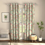 Blackout Curtains, Digital Printed Curtains, Pack of 2 Curtains - Flora Nova Sage