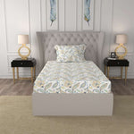 Serene 200 TC 100% Cotton Single Bedsheet with Pillow Covers - Iris Blue