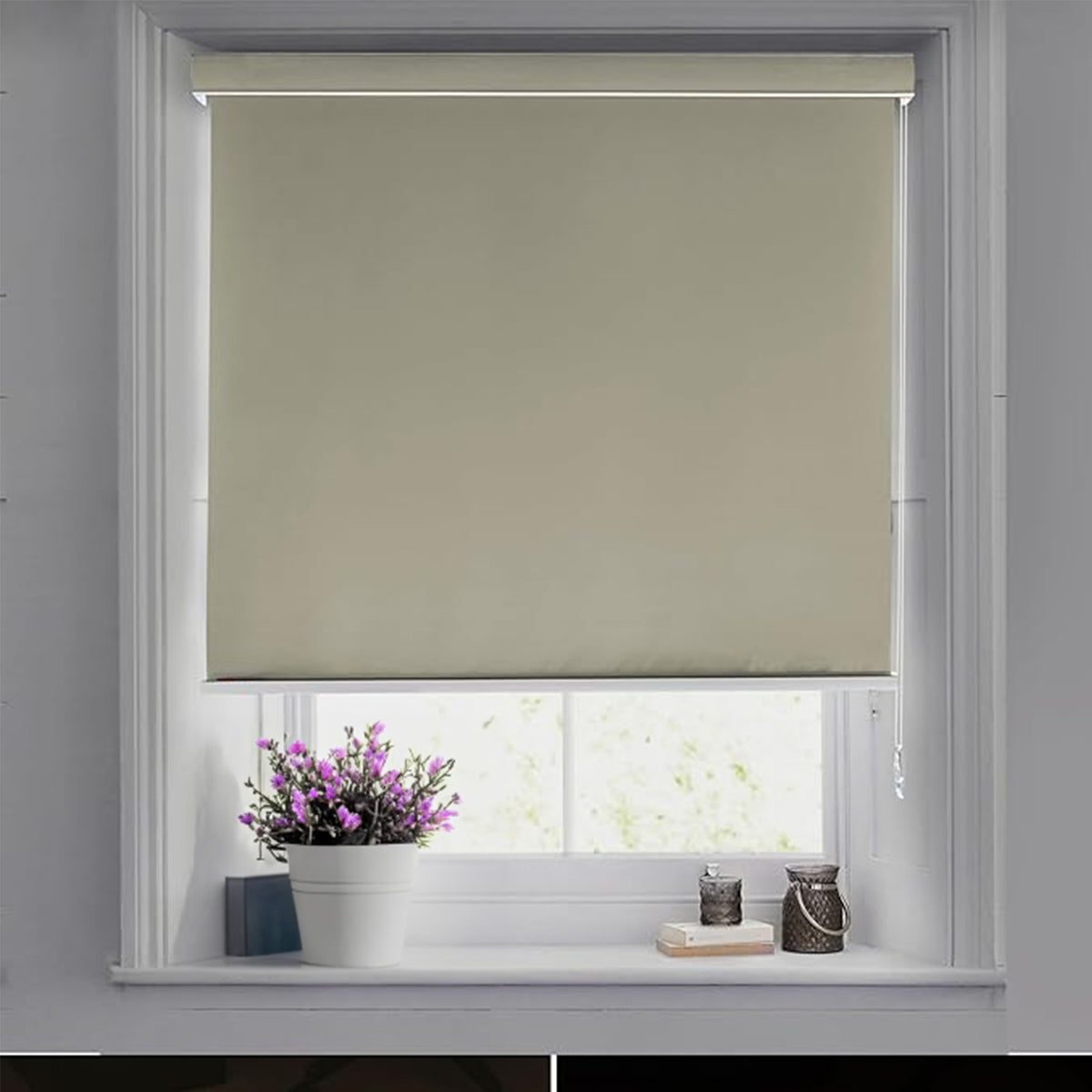 Blackout Roller Blinds - Waterproof, 90% Room Darkening, Corded Roll-Up Curtains for Home & Office - Taupe