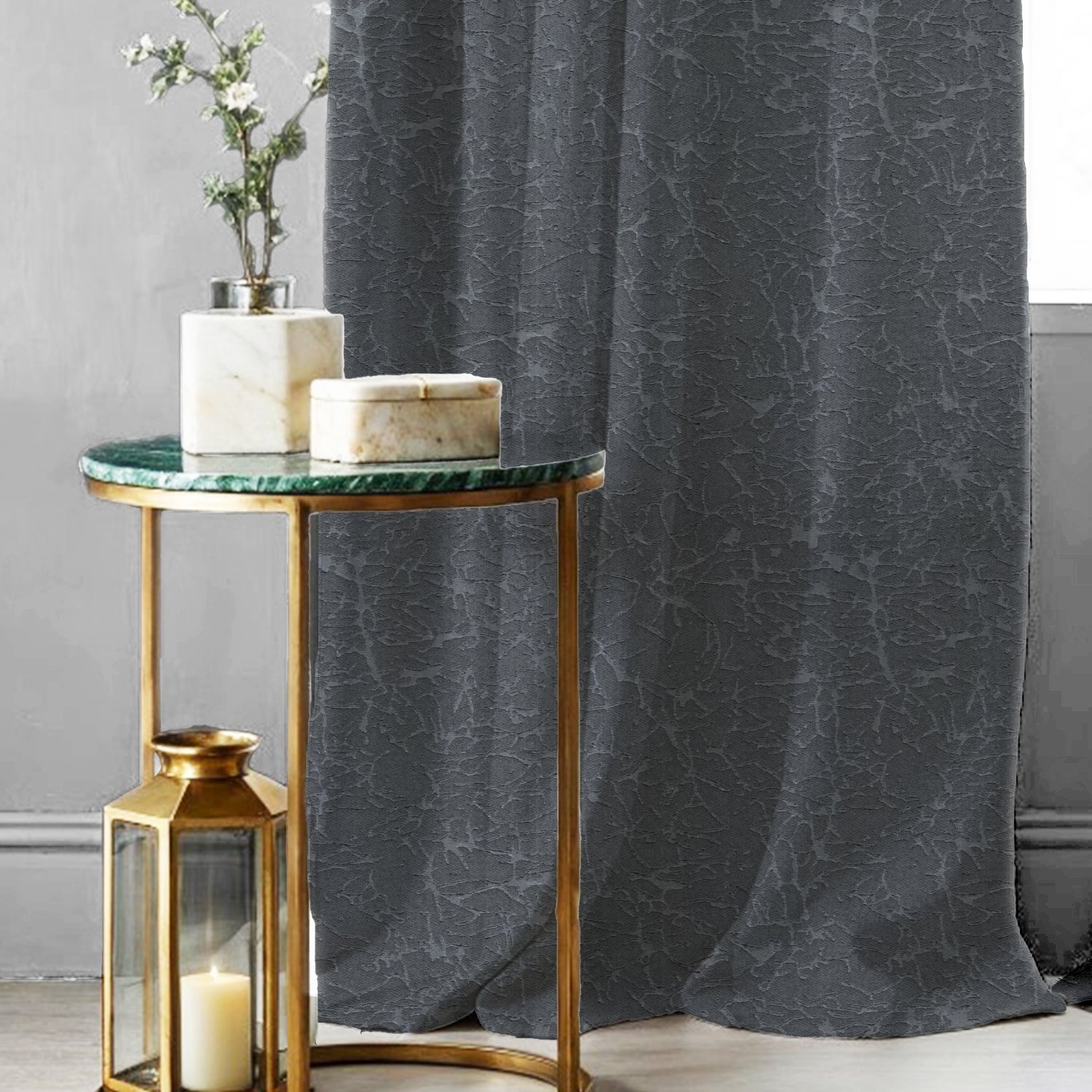 100% Blackout Curtains, 3D embossed door & window curtains, Pack of 2 - Earth Grey