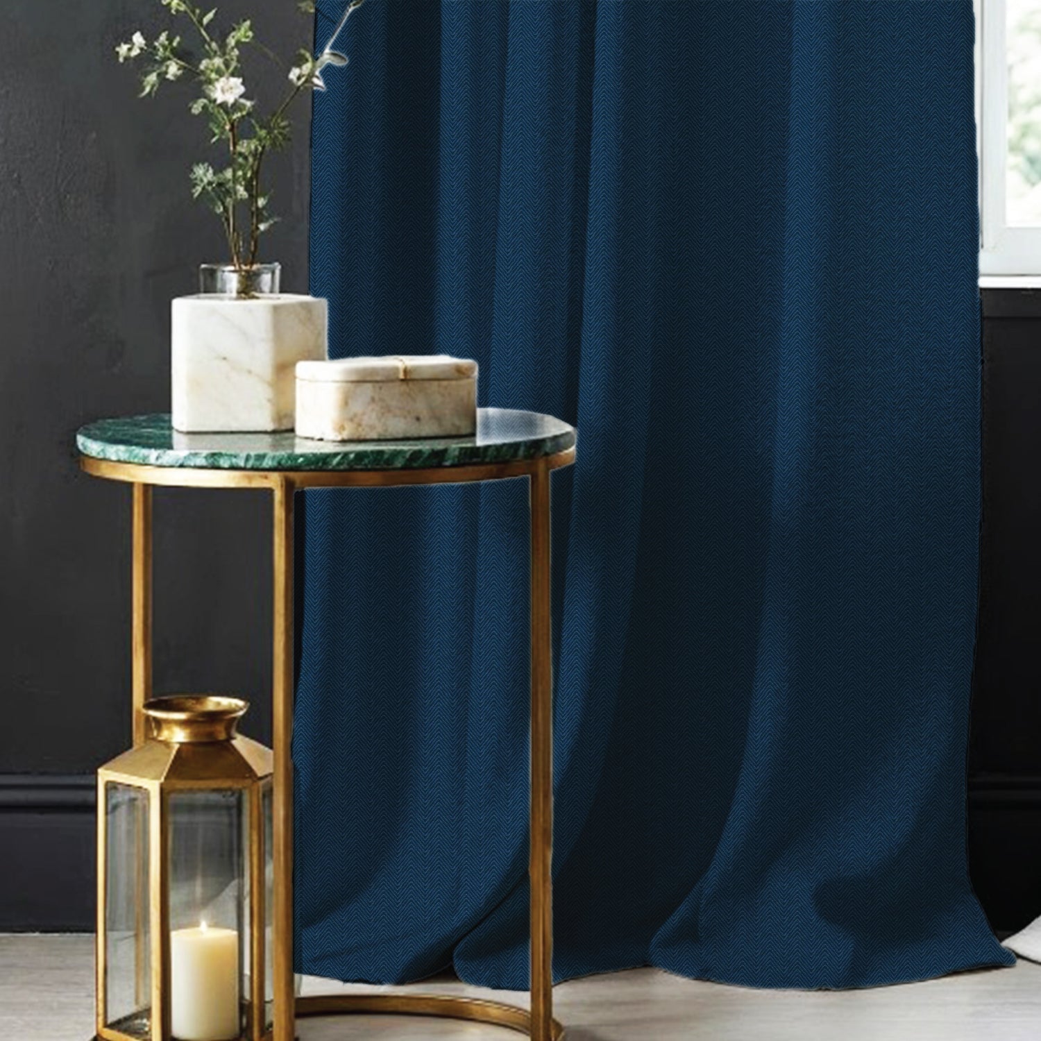 100% Blackout Curtains, 3D embossed door & window curtains, Pack of 2 - Drift Navy