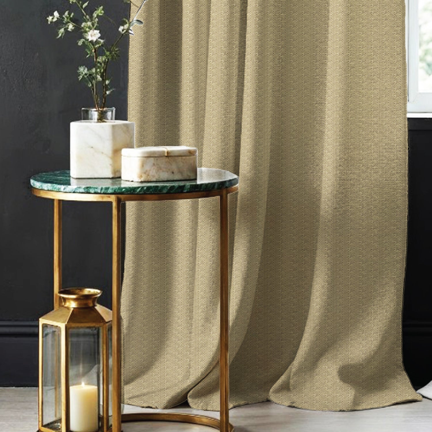 100% Blackout Curtains, 3D embossed door & window curtains, Pack of 2 - Drift Beige