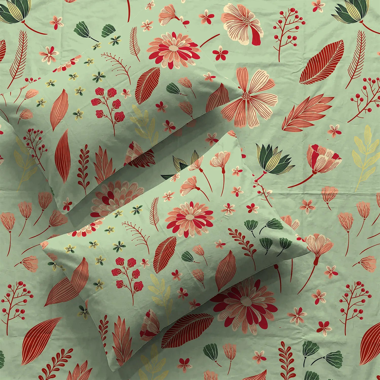 Fitted King Size Cotton Bedsheet - Florence Sage Green