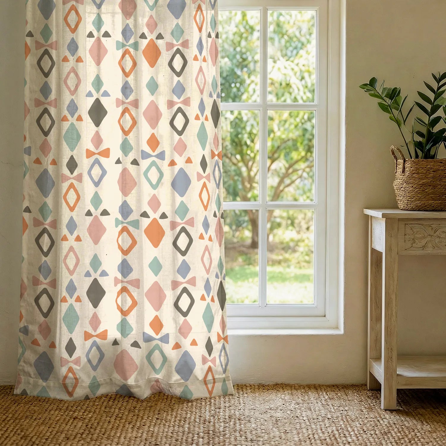 Premium 100% Cotton Curtain for Window & Curtains for Door - Pack of 1 Curtain, Polaris