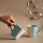 Handmade Ceramic Tea / Coffee Mugs, Set of 2, Ocean Green Pearl