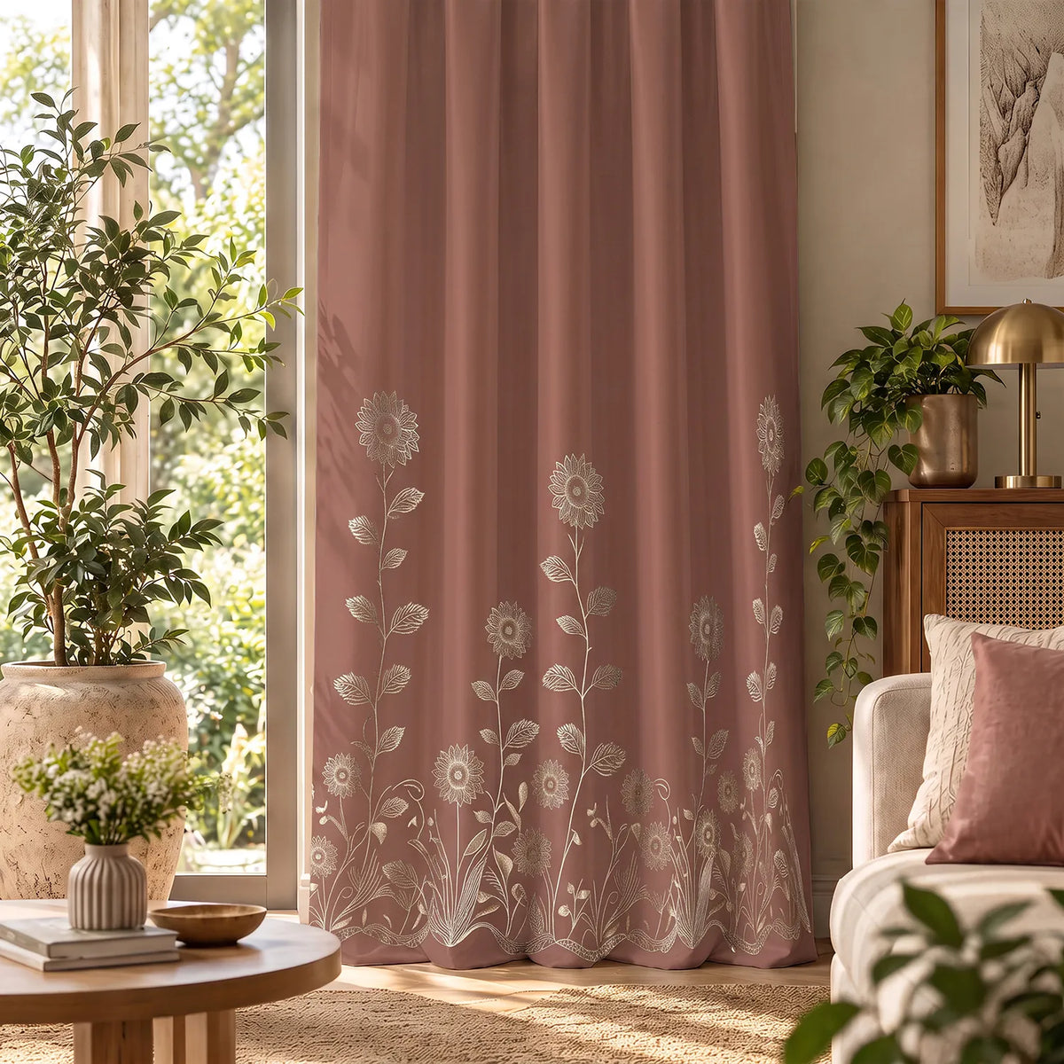 Metallic Foil Printed 100% Blackout Curtains - Pack of 1 Curtain - Reva Terra