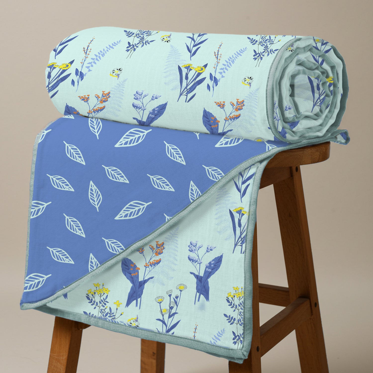 100% Malmal Cotton Blanket, Dohar, Quilt for AC and Light Winters - Whisper Mint Blue