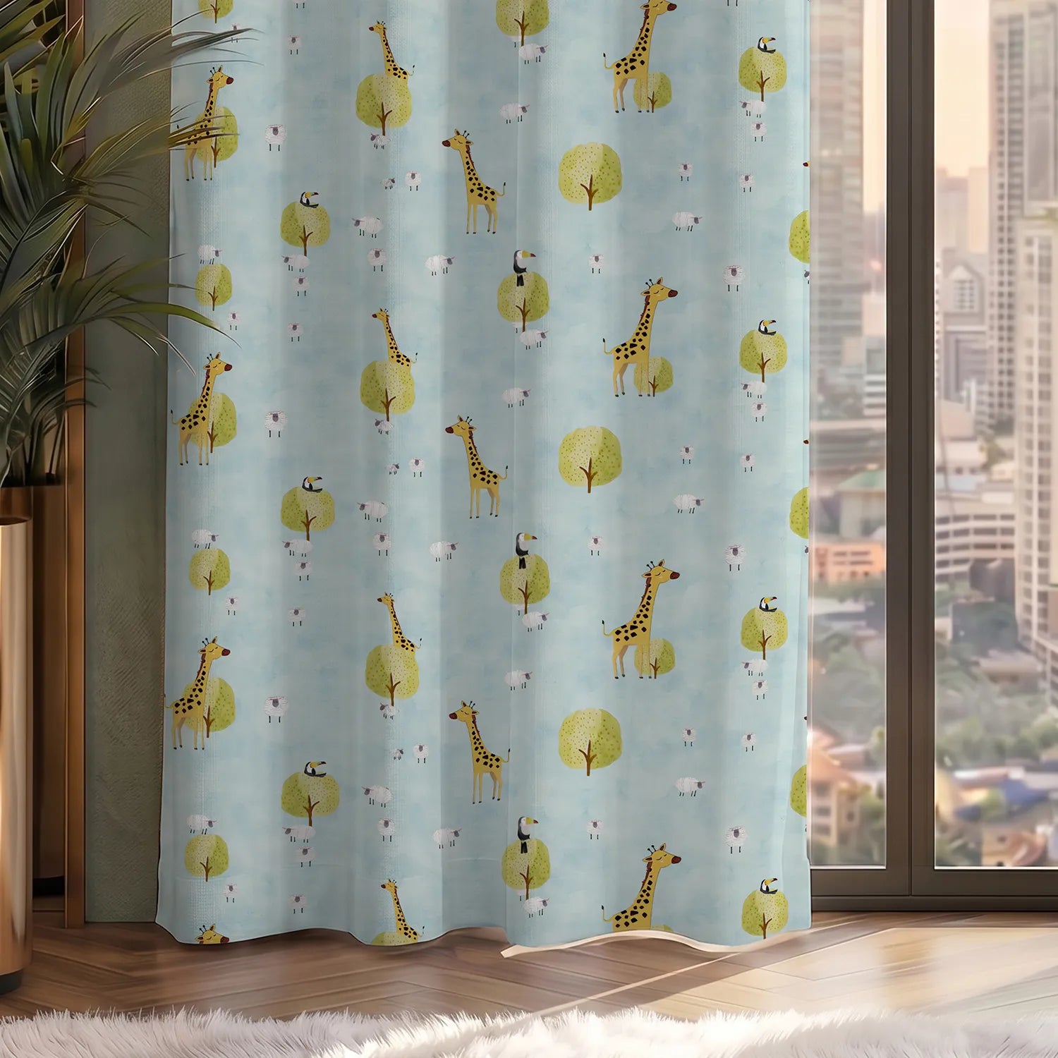 Digital Printed 100% Blackout Curtains, Pack of 1 Curtain - Forest Friends