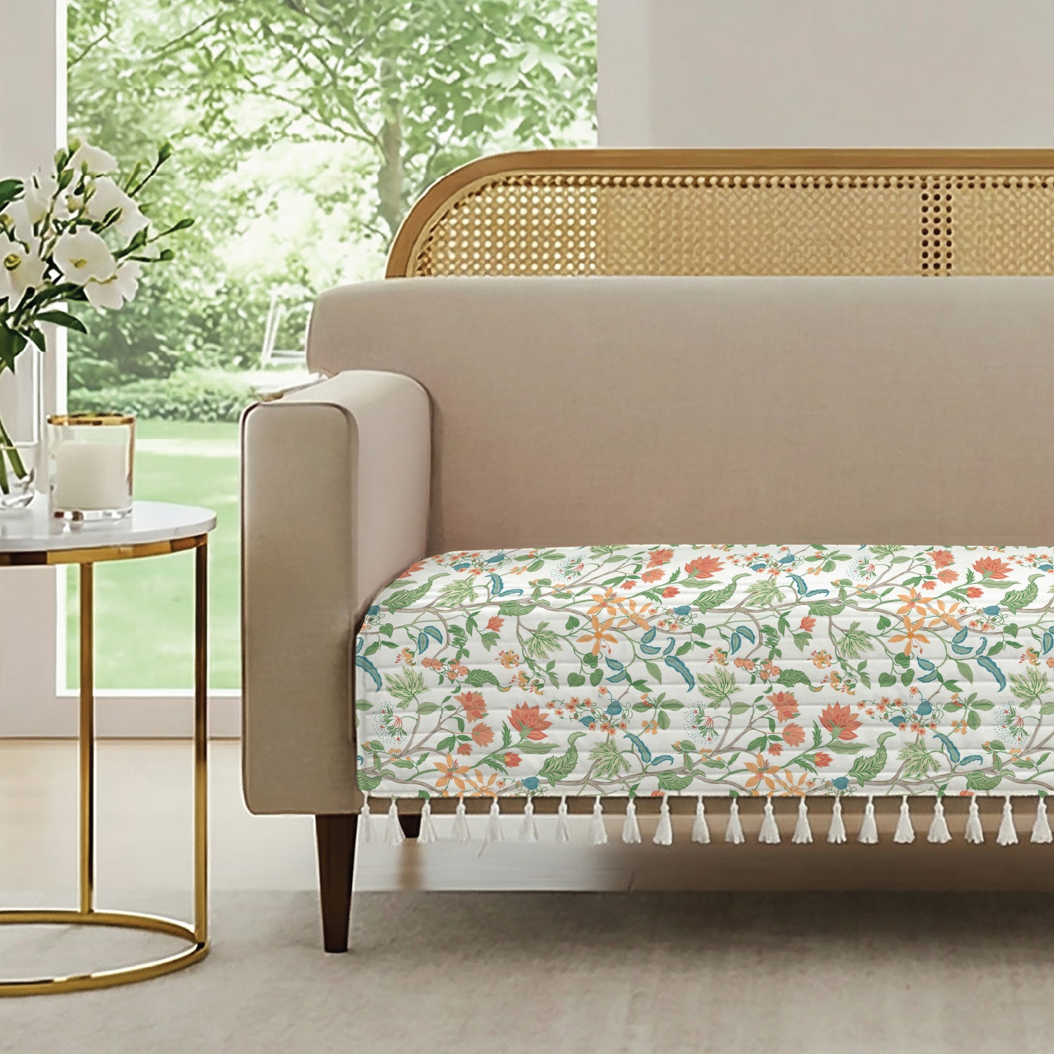 Anti Skid Quilted Cotton Sofa Mats, Noor