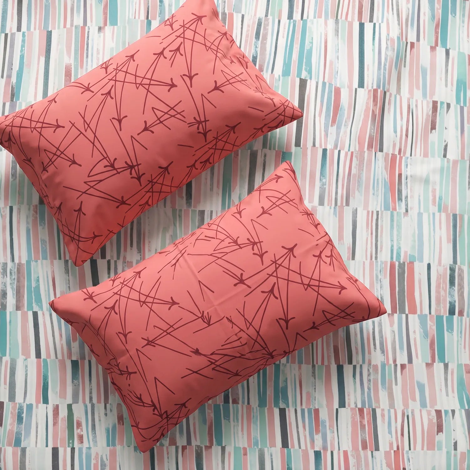 Divine Collection - Cotton Bedsheet With 2 Pillow Covers, Stripes Pink