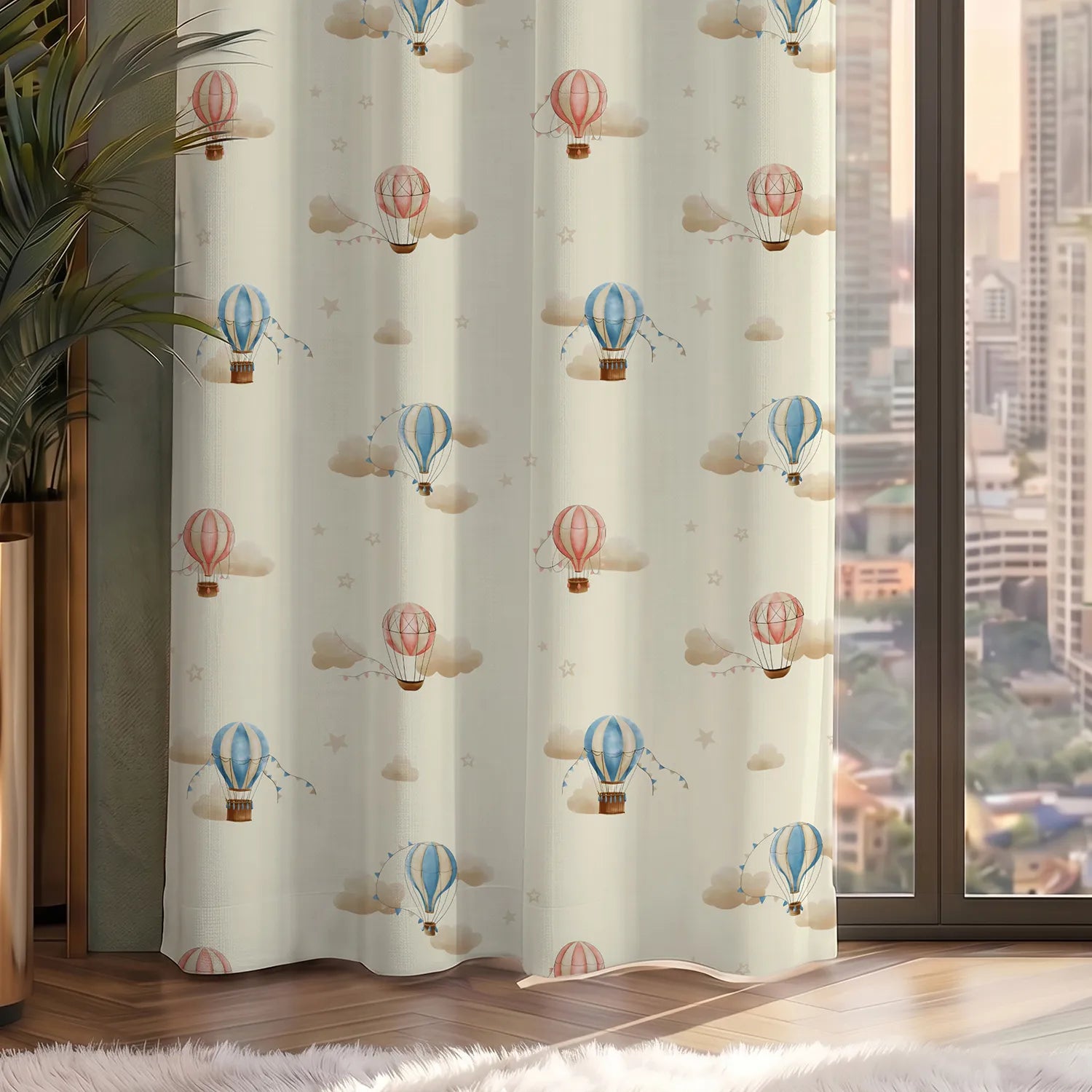 Digital Printed 100% Blackout Curtains, Pack of 1 Curtain - Cloud Voyage
