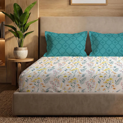 200 TC Glaced Cotton Microfiber Bedsheet with Pillow Covers - France