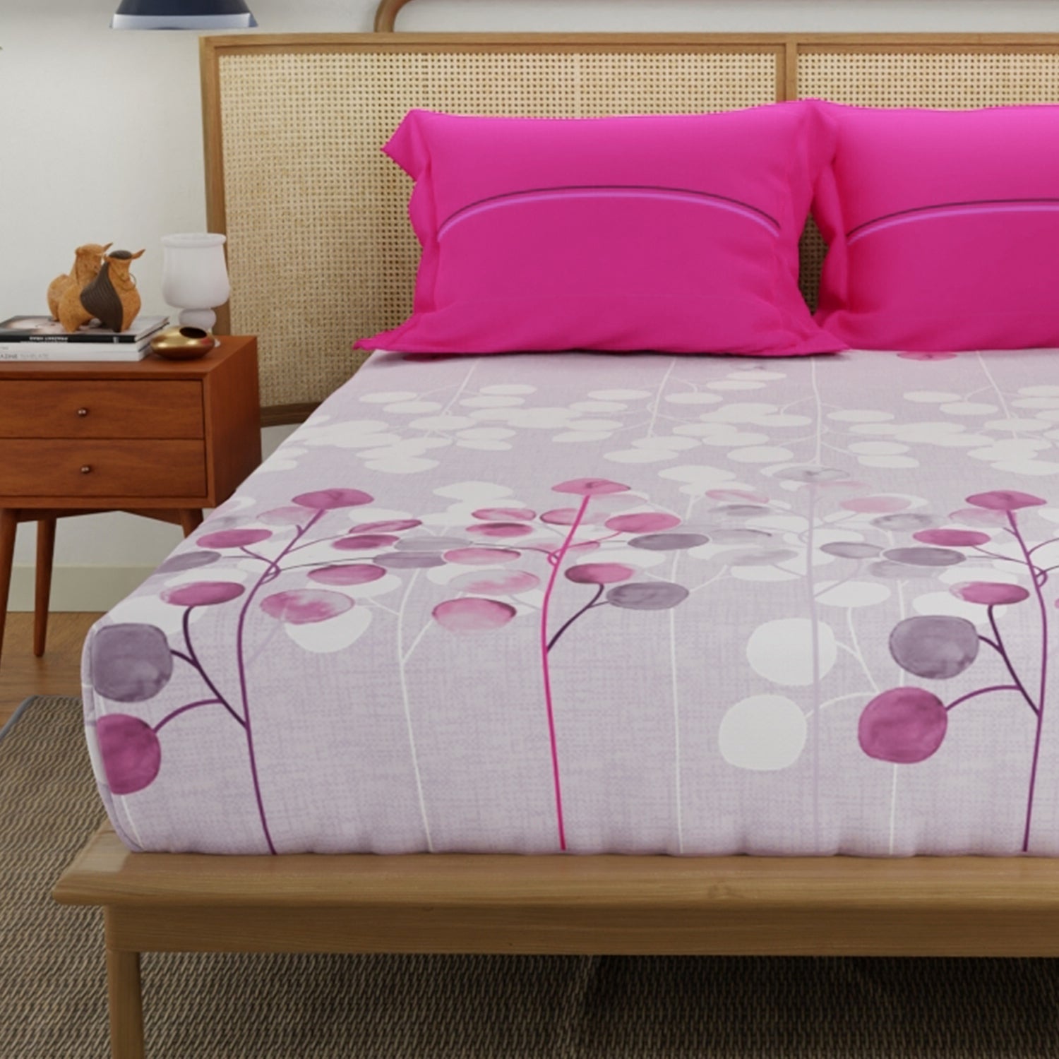 Divine Collection - 144 TC 100%  Cotton Double Bedsheet with 2 Pillow Covers, Mars Purple