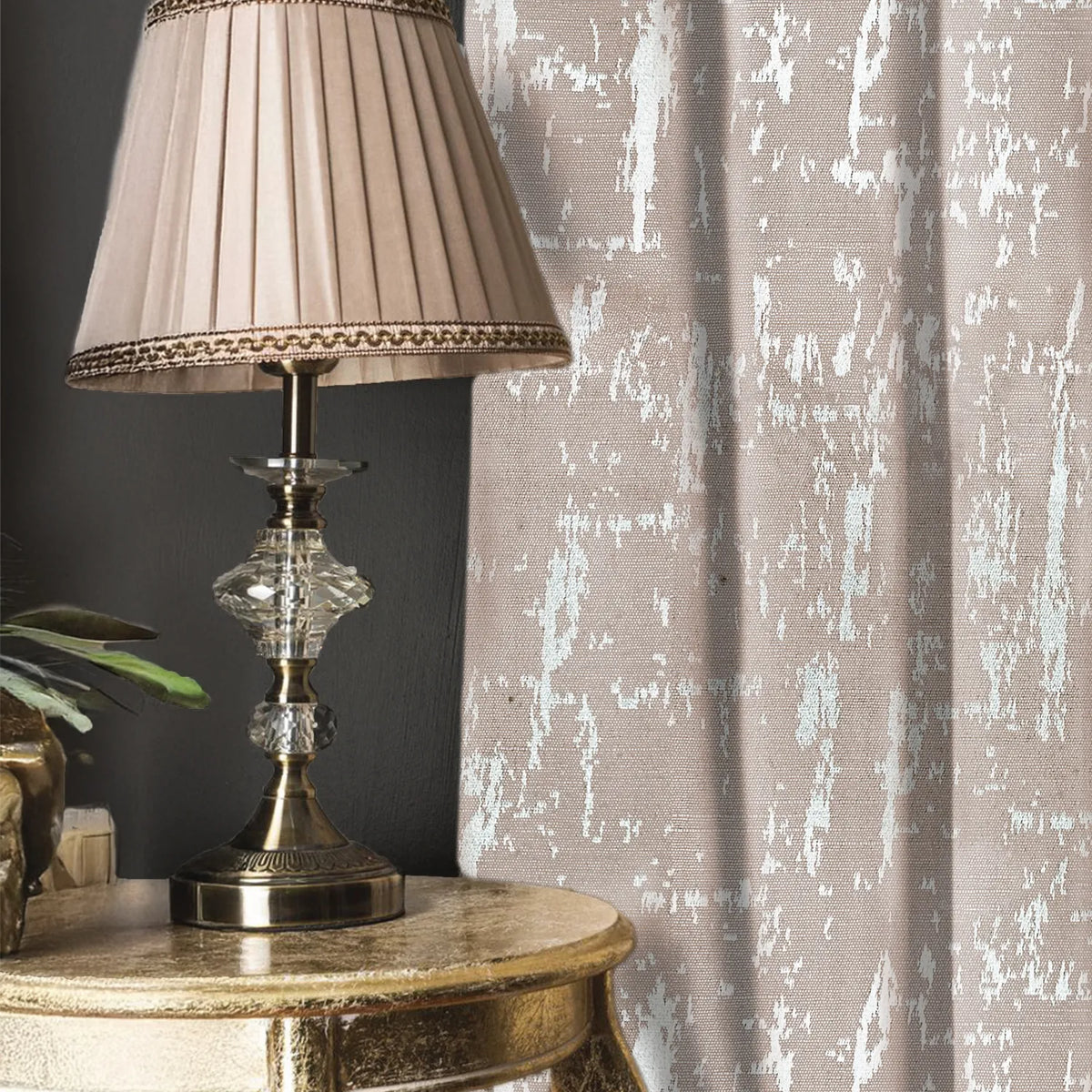Premium Jacquard Curtains, 60% Light Blocking Door Curtains, Pack Of 2 - Dusk Soft Brown