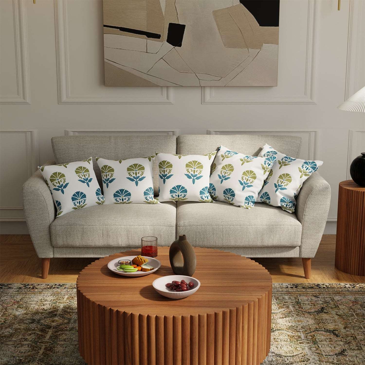 Cotton Cushion Covers, Throw pillow for couch - Owl Orchid - Blue