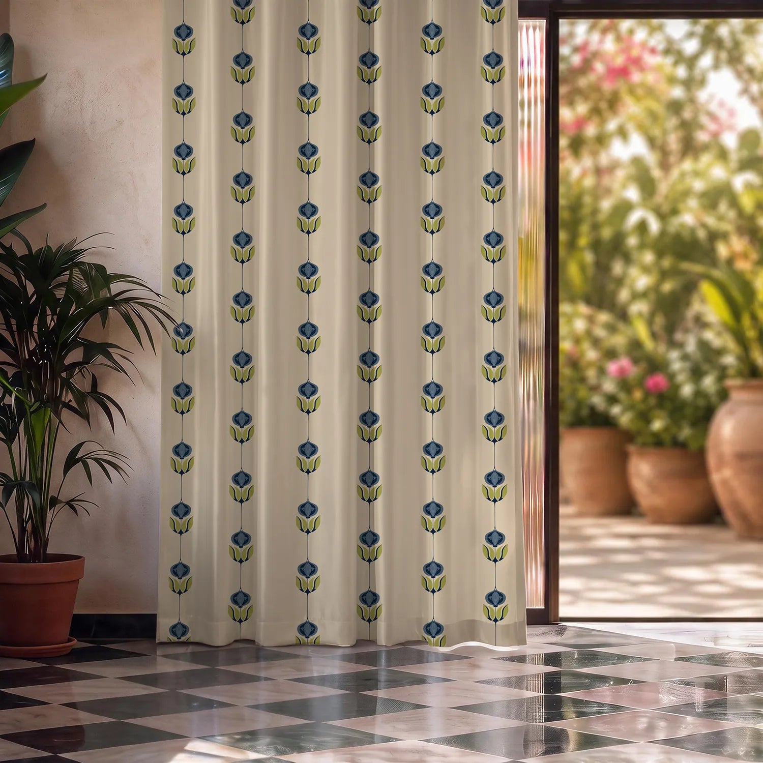 Digital Printed 100% Blackout Curtains, Pack of 2 Curtains -  Lotus Trail