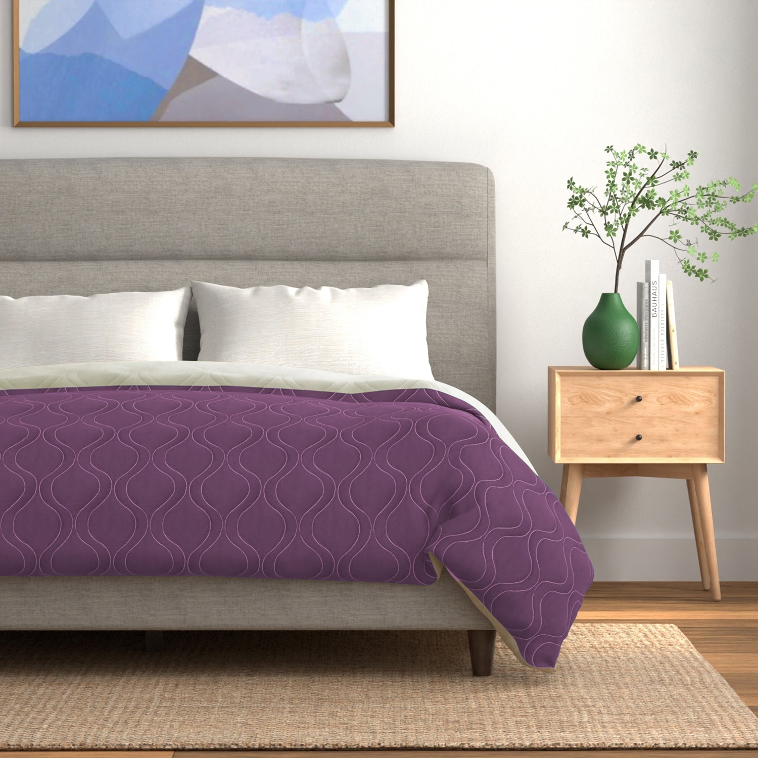 Brushed Microfiber All Season Reversible Quilted Blanket, Ideal For AC Rooms - Plum & Pearl