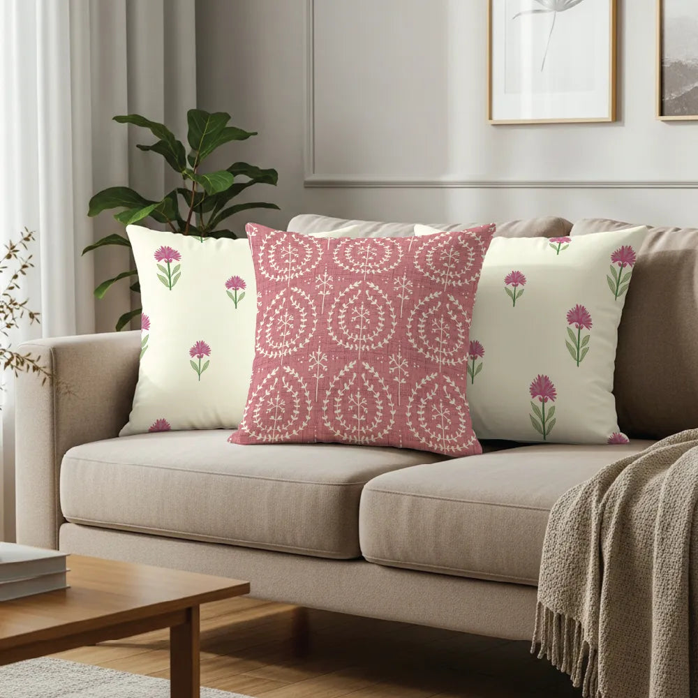 Cotton Cushion Covers, Throw Pillow for Couch - Aster & Canopy Clay Pink