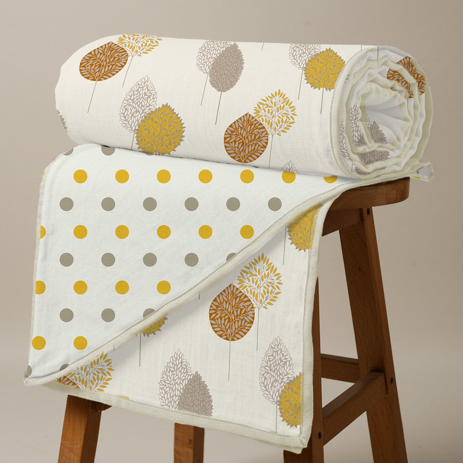 100% Malmal Cotton Blanket, Dohar, Quilt for AC and Light Winters - Drops Mustard