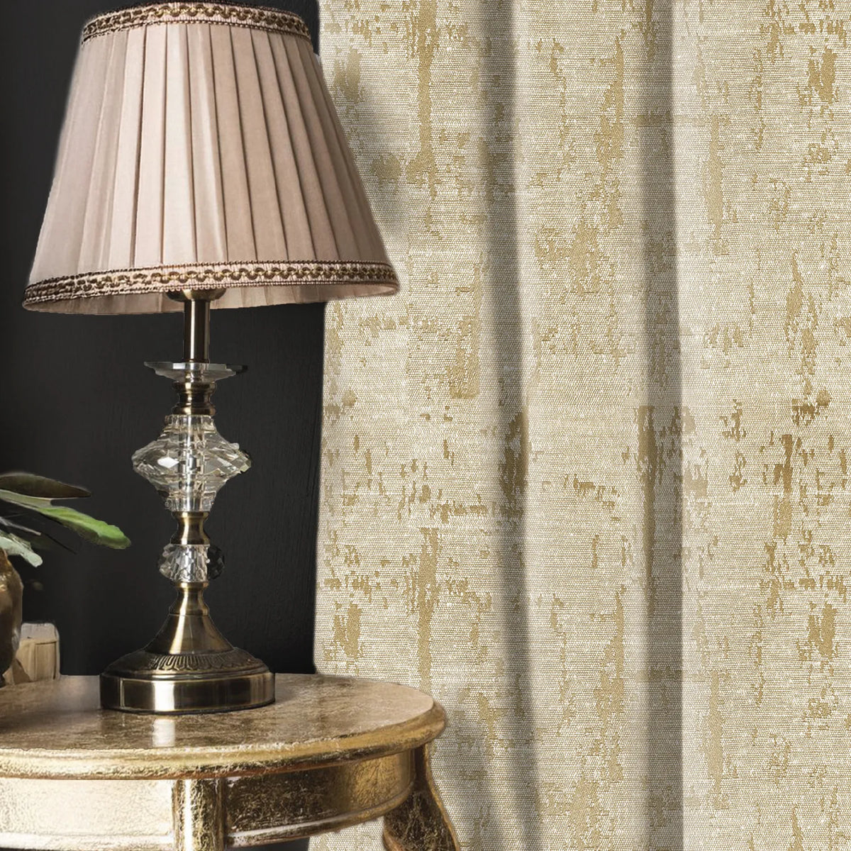 Premium Jacquard Curtains, 60% Light Blocking Door Curtains, Pack Of 2 - Dusk Beige