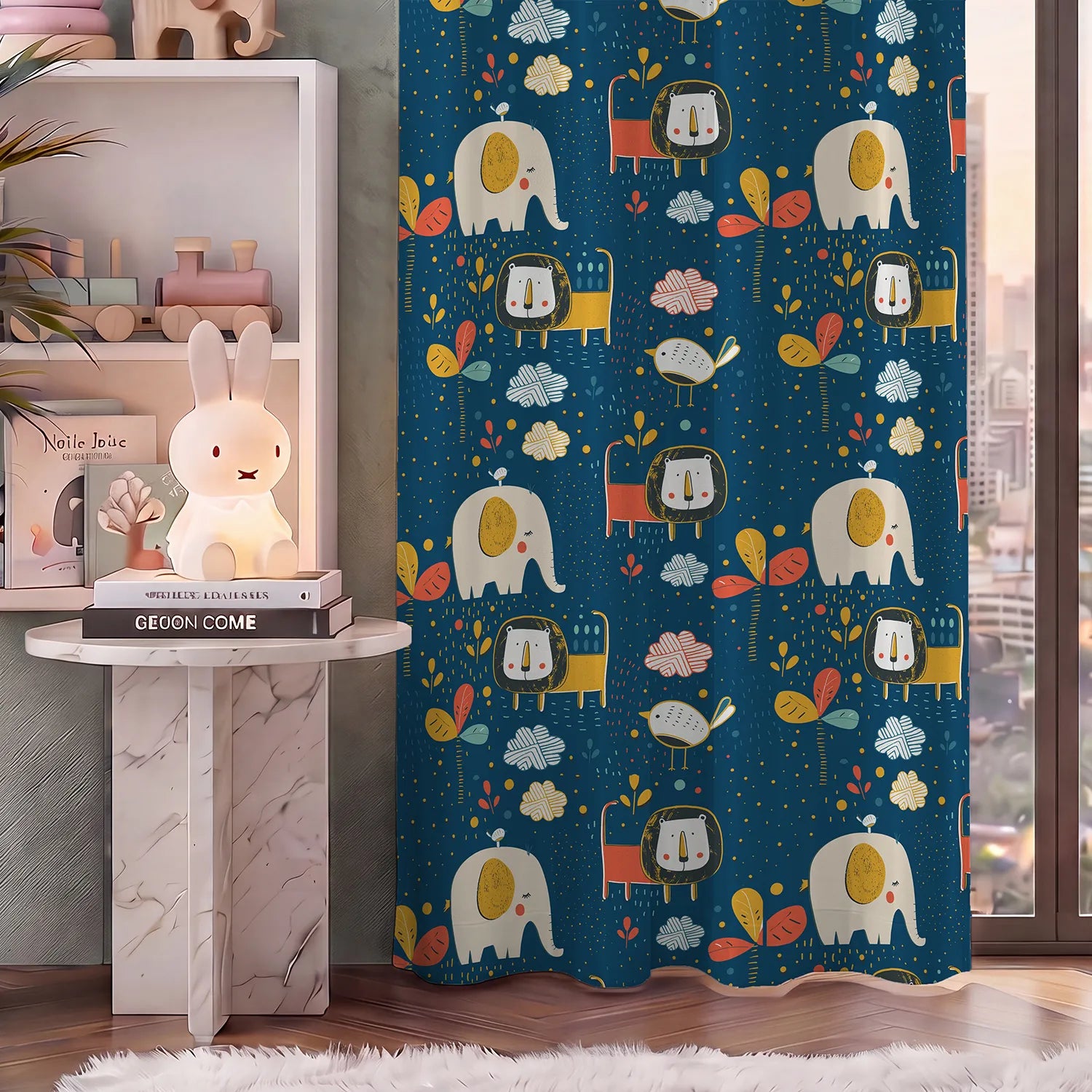 Blackout Curtains, Digital Printed Curtains, Pack of 1 Curtains - Lion King Blue