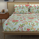 Divine - 100%  Cotton Double Bedsheet with 2 Pillow Covers - Monsoon SkyBlue