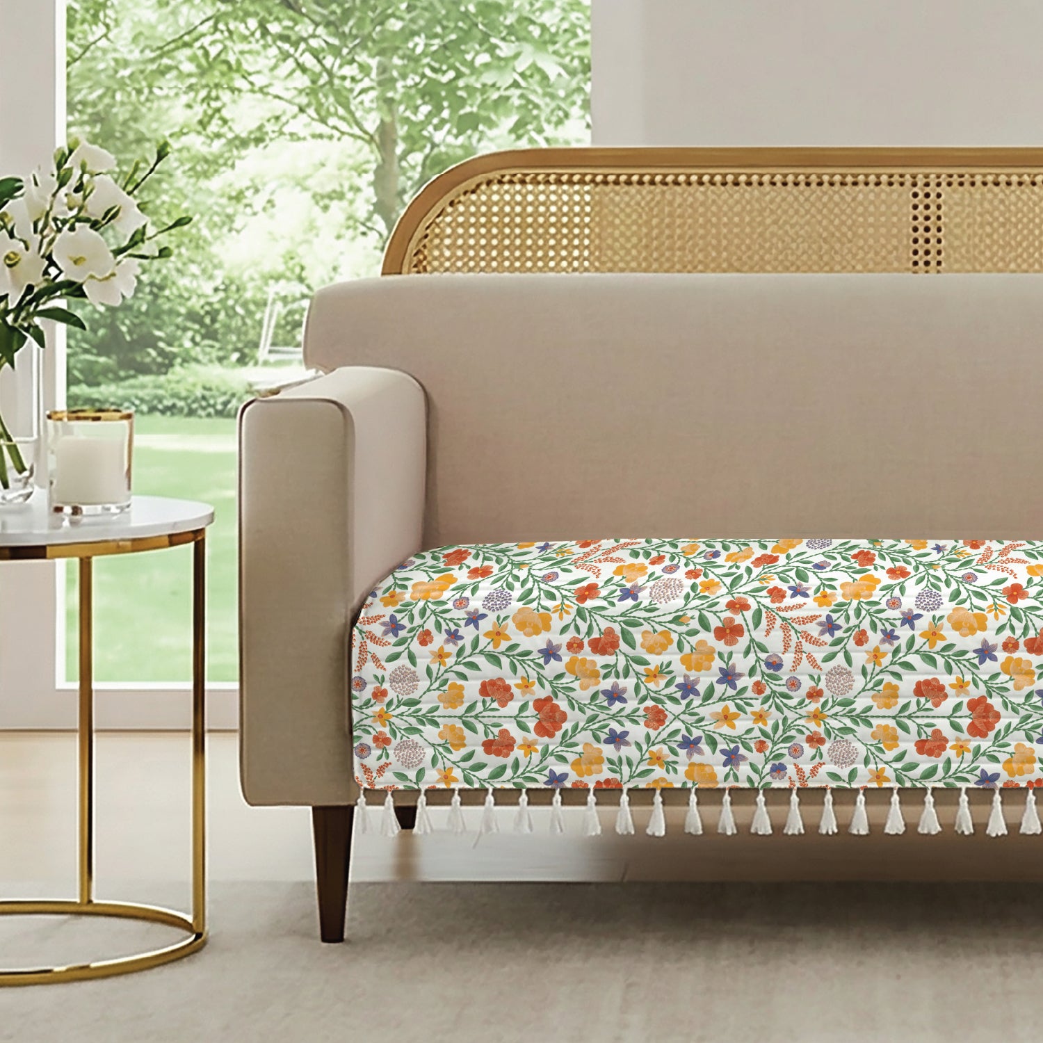 Anti Skid Quilted Cotton Sofa Mats, Vasant