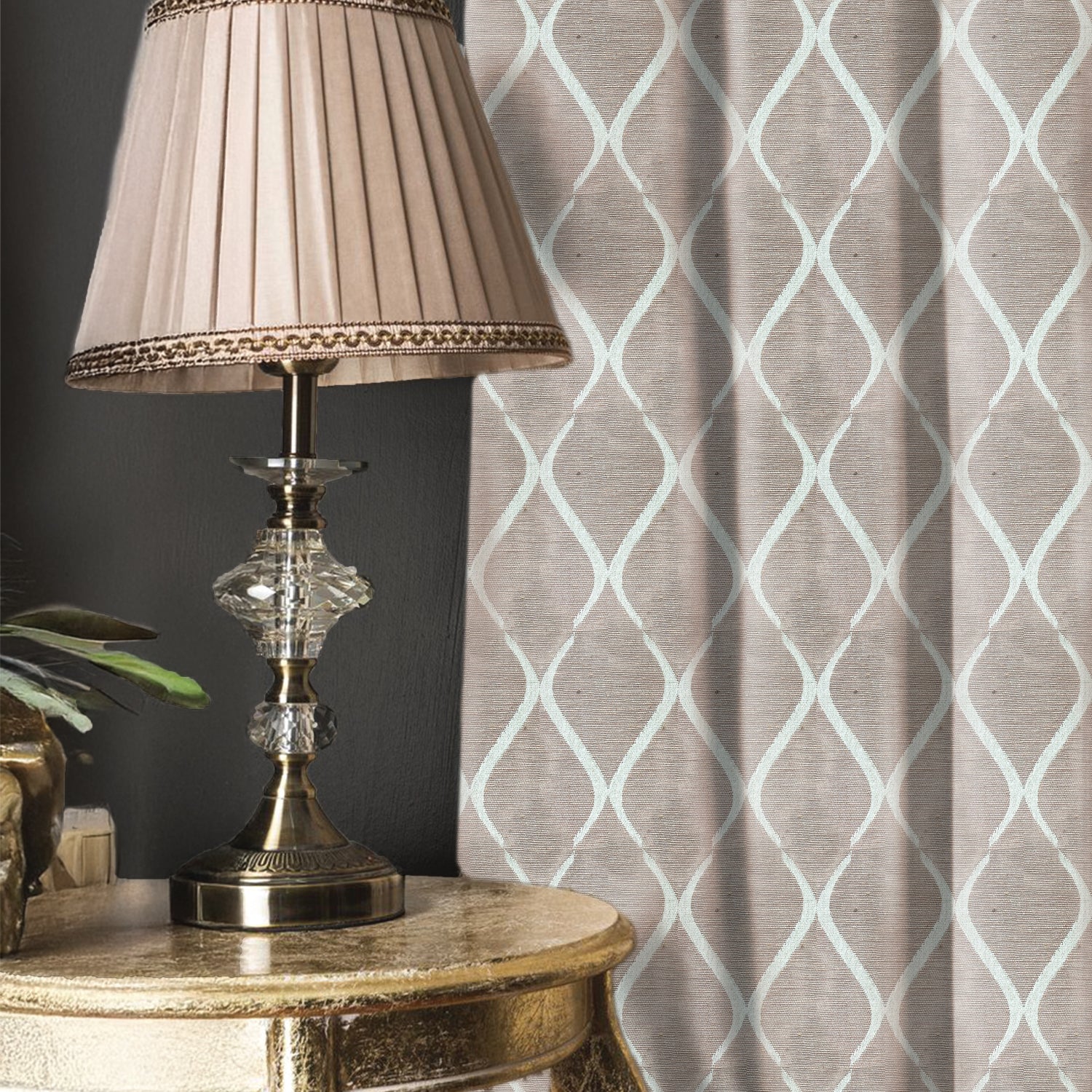 Premium Jacquard Curtains, 80-85% Light Blocking Door Curtains, Pack Of 2 - Brocade Soft Brown