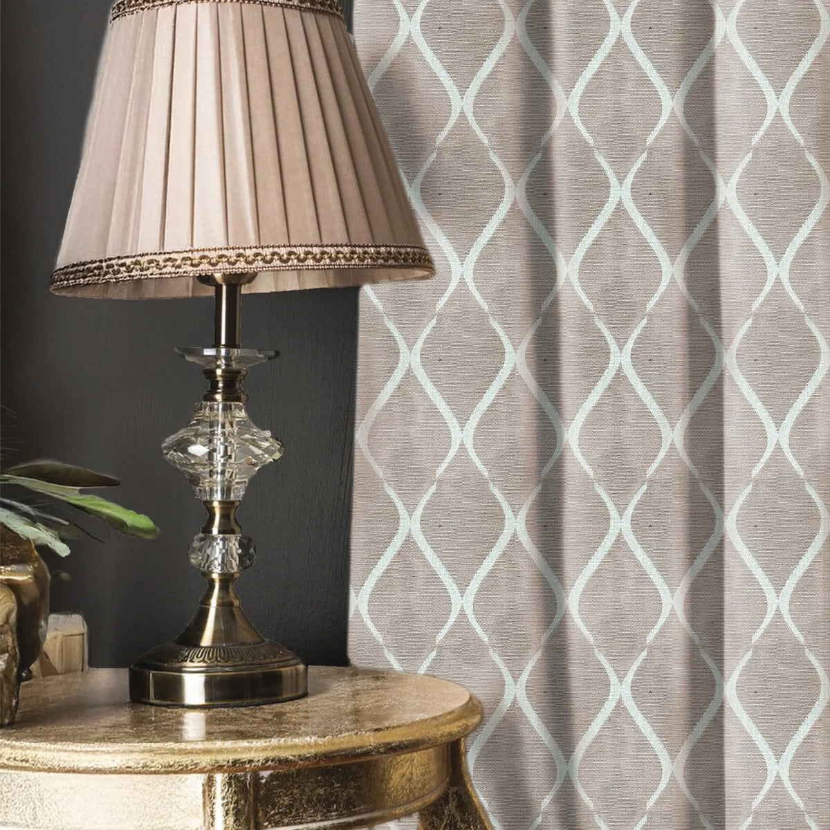 Premium Jacquard Curtains, 60% Light Blocking Door Curtains, Pack Of 2 - Brocade Soft Brown