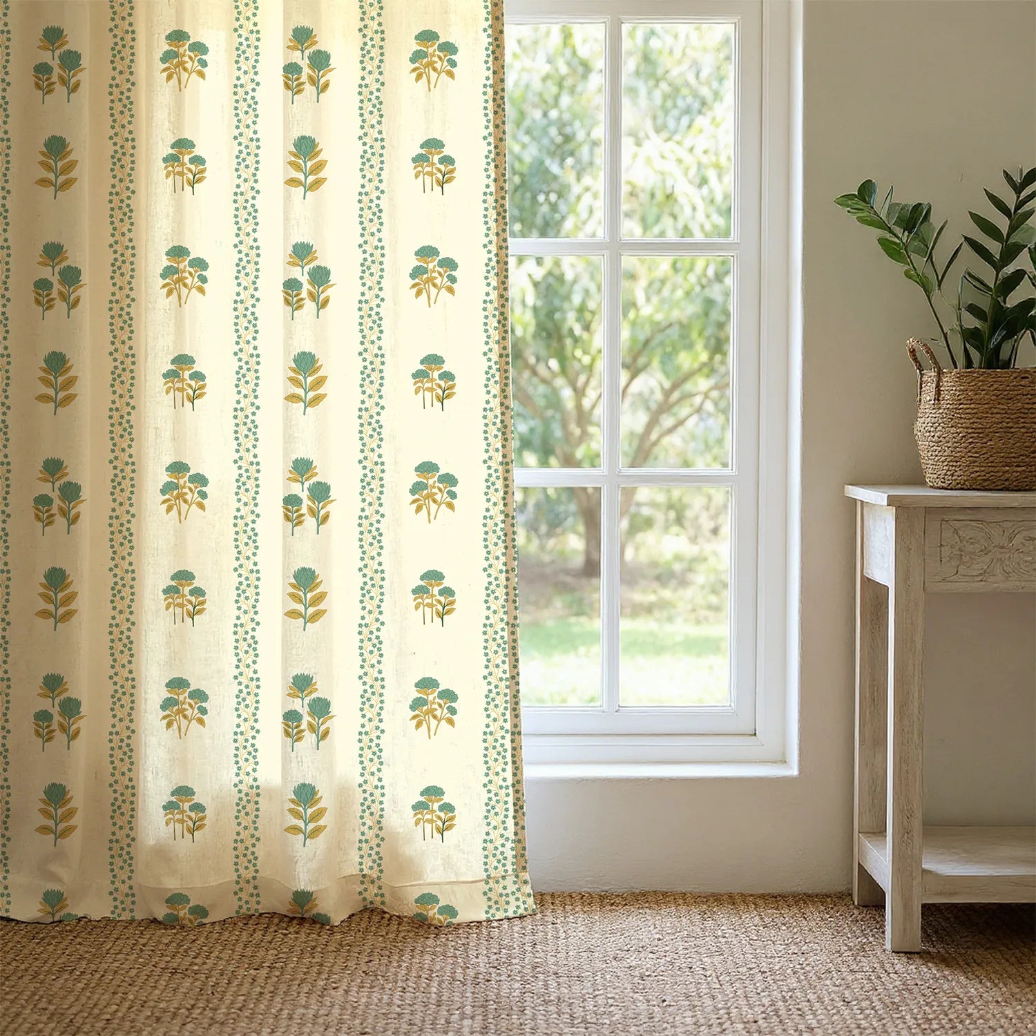 100% Cotton Curtains for Living Room, Bedroom curtains - Pack of 2 curtains, Grove Sage Green