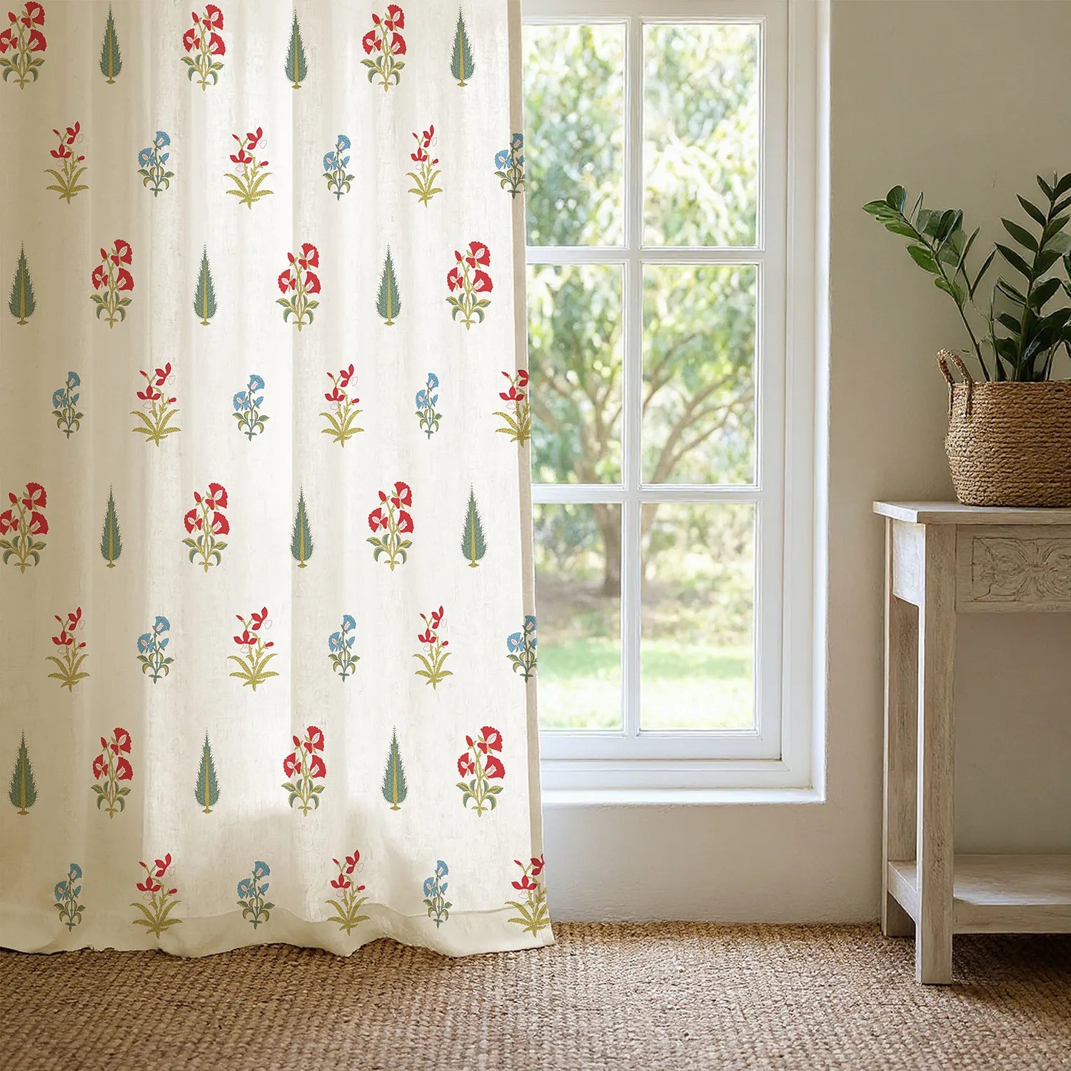 100% Cotton Curtains for Living Room, Bedroom curtains with Track Channel - Pack of 2 curtains, High Garden Red