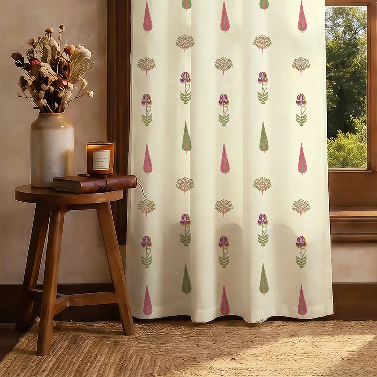 100% Cotton Curtains for Living Room, Bedroom curtains with Track Channel - Pack of 2 curtains, Orchard Sage Green