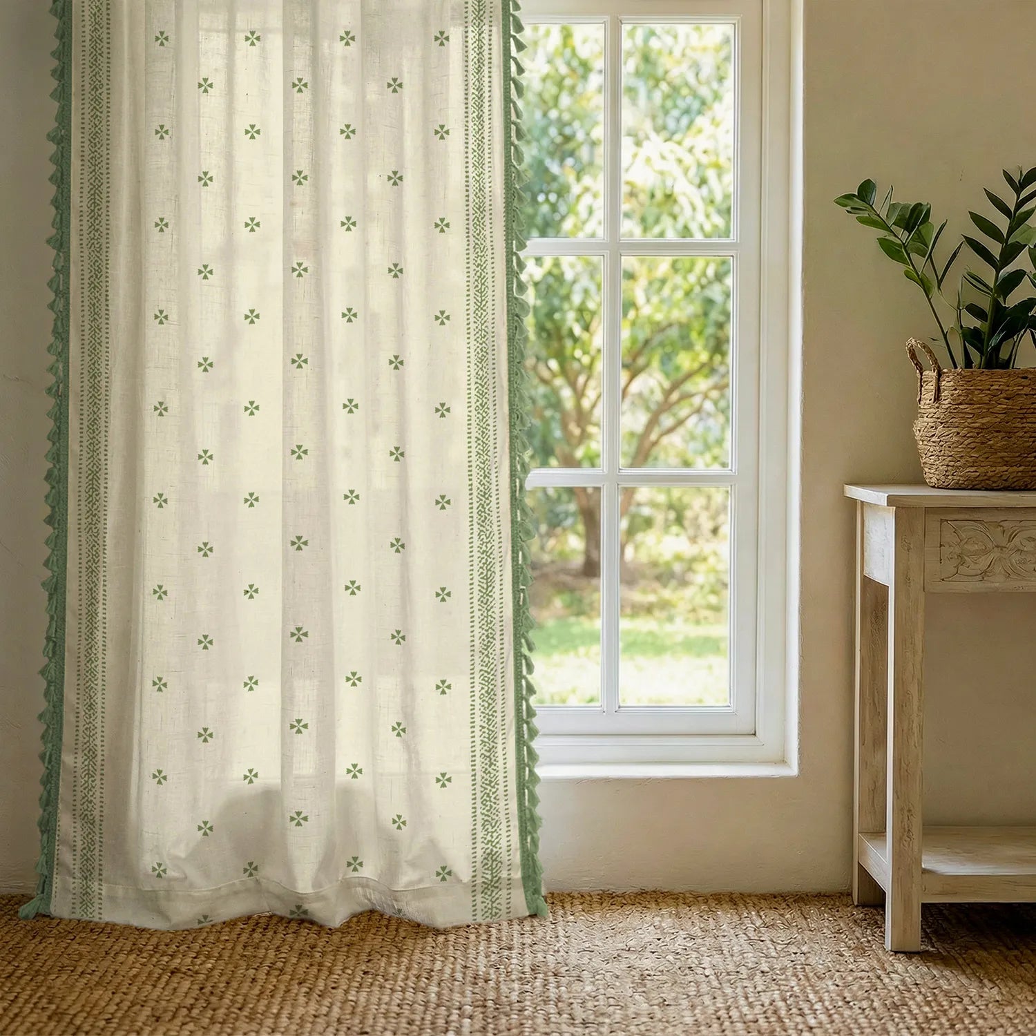 Premium 100% Cotton Curtain for Window & Curtains for Door - Pack of 1 Curtain, Aaqar Sage Green