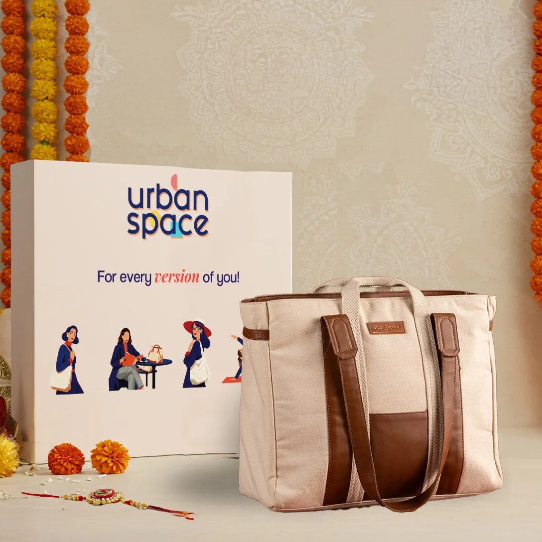 Sustainable Office Laptop Bag for her in Gift Box - Natural Beige