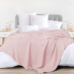 100% Cotton, AC Room Pull Over Blanket & Bedspread - Blush Pink