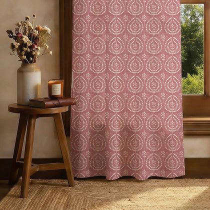 100% Cotton Curtains for Living Room, Bedroom curtains - Pack of 2 curtains, Canopy Clay Pink